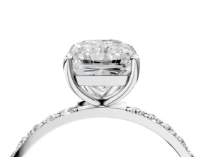 White gold Radiant Cut Diamond Pavé Band Solitaire Ring with Four-Prong Setting_22