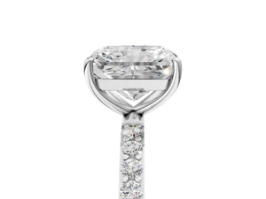 White gold Radiant Cut Diamond Pavé Band Solitaire Ring with Four-Prong Setting_23