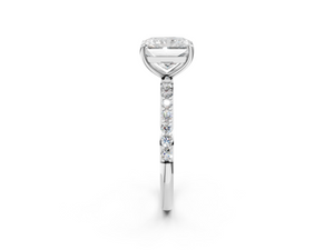 White gold Radiant Cut Diamond Pavé Band Solitaire Ring with Four-Prong Setting_2