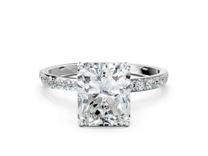 White gold Radiant Cut Diamond Pavé Band Solitaire Ring with Four-Prong Setting_30
