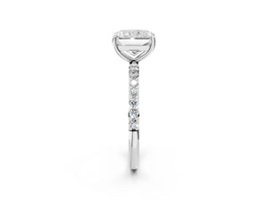 White gold Radiant Cut Diamond Pavé Band Solitaire Ring with Four-Prong Setting_32