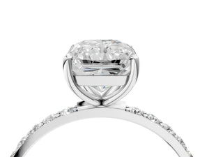 White gold Radiant Cut Diamond Pavé Band Solitaire Ring with Four-Prong Setting_34