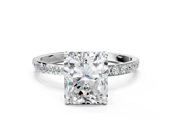 White gold Radiant Cut Diamond Pavé Band Solitaire Ring with Four-Prong Setting_36