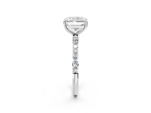 White gold Radiant Cut Diamond Pavé Band Solitaire Ring with Four-Prong Setting_38
