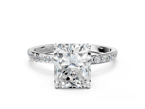 White gold Radiant Cut Diamond Pavé Band Solitaire Ring with Four-Prong Setting_42