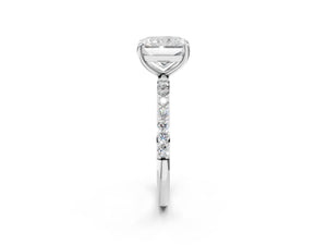 White gold Radiant Cut Diamond Pavé Band Solitaire Ring with Four-Prong Setting_44