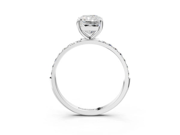 White gold Radiant Cut Diamond Pavé Band Solitaire Ring with Four-Prong Setting_45