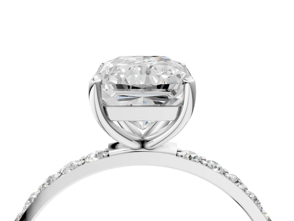 White gold Radiant Cut Diamond Pavé Band Solitaire Ring with Four-Prong Setting_52