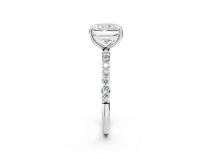 White gold Radiant Cut Diamond Pavé Band Solitaire Ring with Four-Prong Setting_56