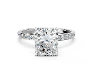White gold Radiant Cut Diamond Pavé Band Solitaire Ring with Four-Prong Setting_60