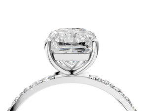 White gold Radiant Cut Diamond Pavé Band Solitaire Ring with Four-Prong Setting_64