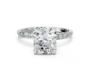 White gold Radiant Cut Diamond Pavé Band Solitaire Ring with Four-Prong Setting_66