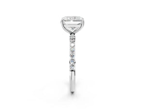 White gold Radiant Cut Diamond Pavé Band Solitaire Ring with Four-Prong Setting_68