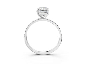 White gold Radiant Cut Diamond Pavé Band Solitaire Ring with Four-Prong Setting_69