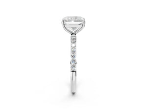 White gold Radiant Cut Diamond Pavé Band Solitaire Ring with Four-Prong Setting_74