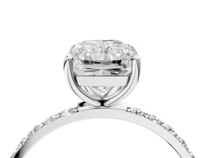 White gold Radiant Cut Diamond Pavé Band Solitaire Ring with Four-Prong Setting_76