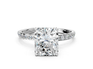 White gold Radiant Cut Diamond Pavé Band Solitaire Ring with Four-Prong Setting_78