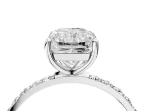 White gold Radiant Cut Diamond Pavé Band Solitaire Ring with Four-Prong Setting_82