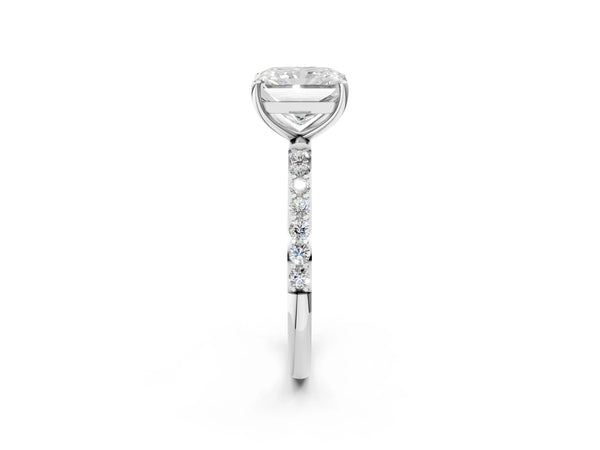 White gold Radiant Cut Diamond Pavé Band Solitaire Ring with Four-Prong Setting_86