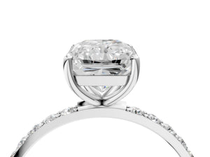 White gold Radiant Cut Diamond Pavé Band Solitaire Ring with Four-Prong Setting_88