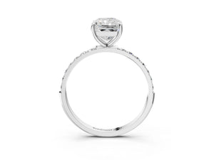 White gold Radiant Cut Diamond Pavé Band Solitaire Ring with Four-Prong Setting_99