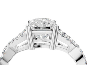White gold Radiant Solitaire Twist Band with Pavé Setting and Four-Prong Setting_16