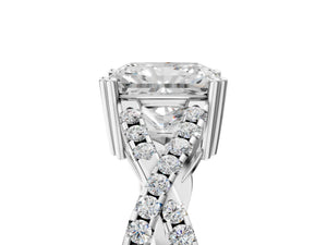 White gold Radiant Solitaire Twist Band with Pavé Setting and Four-Prong Setting_41