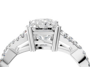White gold Radiant Solitaire Twist Band with Pavé Setting and Four-Prong Setting_70