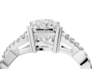 White gold Radiant Solitaire Twist Band with Pavé Setting and Four-Prong Setting_76