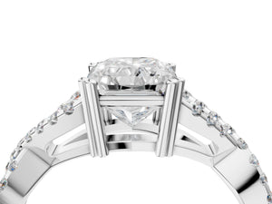 White gold Radiant Solitaire Twist Band with Pavé Setting and Four-Prong Setting_82