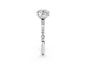 White gold Round Cut Diamond Pavé Band Solitaire Ring with Four-Prong Setting_14