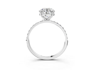 White gold Round Cut Diamond Pavé Band Solitaire Ring with Four-Prong Setting_15