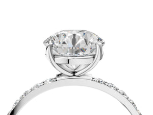 White gold Round Cut Diamond Pavé Band Solitaire Ring with Four-Prong Setting_16