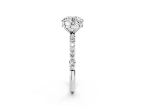 White gold Round Cut Diamond Pavé Band Solitaire Ring with Four-Prong Setting_20