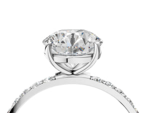 White gold Round Cut Diamond Pavé Band Solitaire Ring with Four-Prong Setting_22