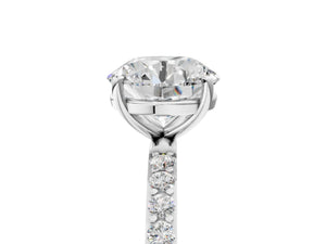 White gold Round Cut Diamond Pavé Band Solitaire Ring with Four-Prong Setting_23