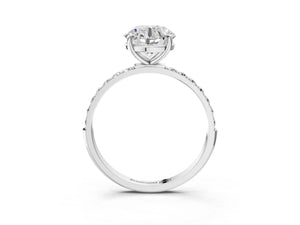 White gold Round Cut Diamond Pavé Band Solitaire Ring with Four-Prong Setting_27