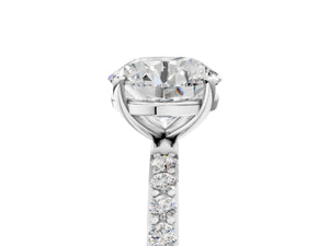 White gold Round Cut Diamond Pavé Band Solitaire Ring with Four-Prong Setting_29