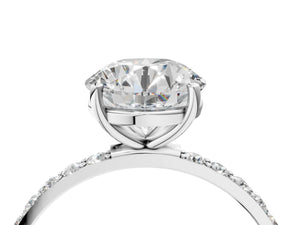 White gold Round Cut Diamond Pavé Band Solitaire Ring with Four-Prong Setting_34
