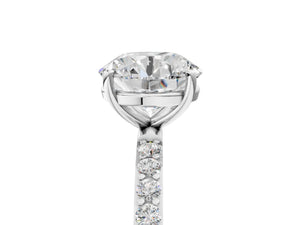 White gold Round Cut Diamond Pavé Band Solitaire Ring with Four-Prong Setting_35