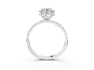 White gold Round Cut Diamond Pavé Band Solitaire Ring with Four-Prong Setting_39