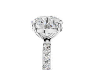 White gold Round Cut Diamond Pavé Band Solitaire Ring with Four-Prong Setting_41