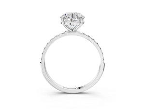White gold Round Cut Diamond Pavé Band Solitaire Ring with Four-Prong Setting_45