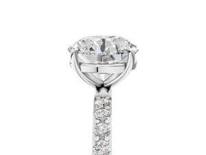 White gold Round Cut Diamond Pavé Band Solitaire Ring with Four-Prong Setting_47