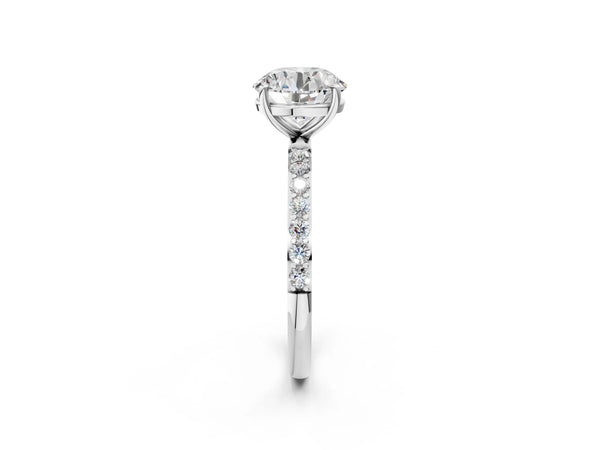White gold Round Cut Diamond Pavé Band Solitaire Ring with Four-Prong Setting_50