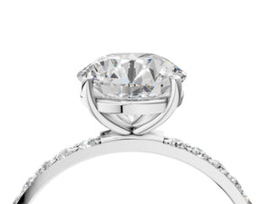 White gold Round Cut Diamond Pavé Band Solitaire Ring with Four-Prong Setting_52