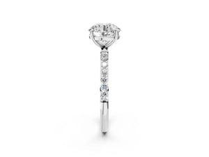 White gold Round Cut Diamond Pavé Band Solitaire Ring with Four-Prong Setting_56