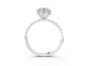 White gold Round Cut Diamond Pavé Band Solitaire Ring with Four-Prong Setting_57