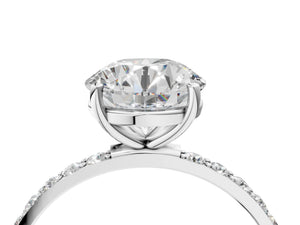 White gold Round Cut Diamond Pavé Band Solitaire Ring with Four-Prong Setting_58
