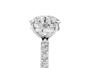 White gold Round Cut Diamond Pavé Band Solitaire Ring with Four-Prong Setting_59